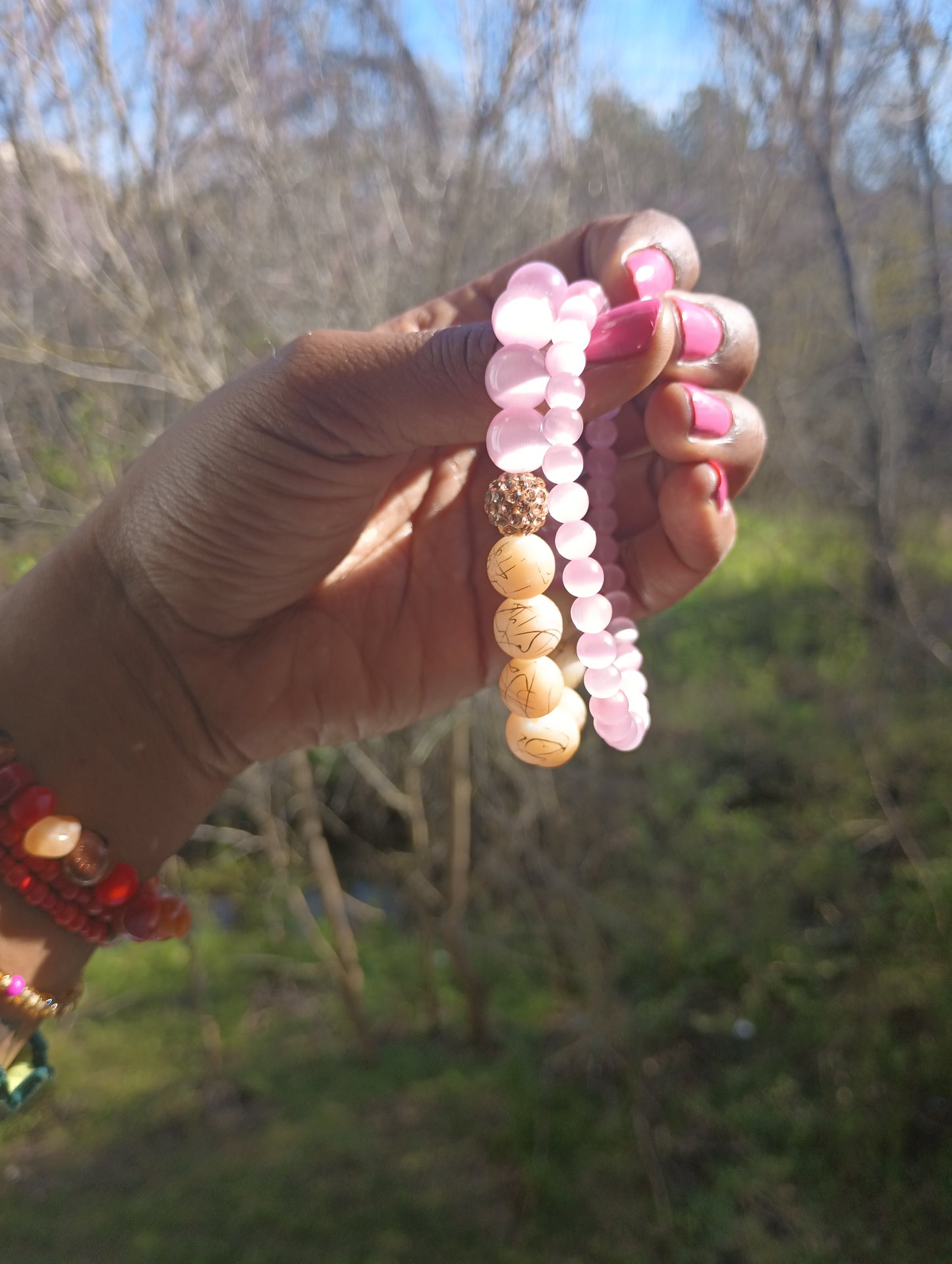 Pink Bracelet Set of 2 bracelets "Pink n Shine"