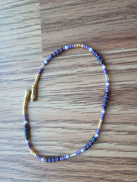 "Royal Ankle Purple Waisted" Anklet 8.5"