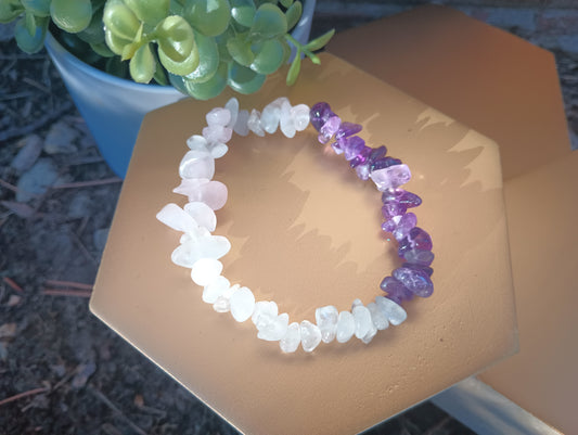 Rose quartz, amethyst, clear quartz gemstone bracelet