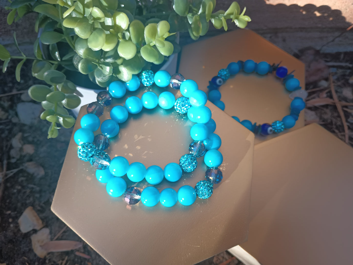 Sky blue beaded bracelet "Sky's no limit"