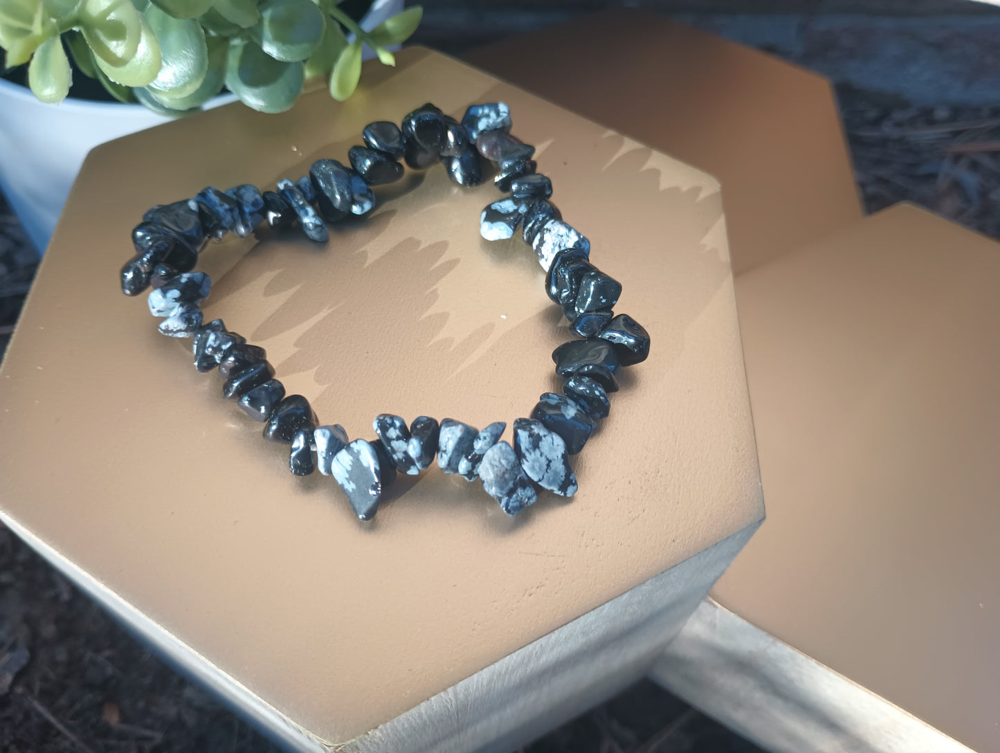 Black obsidian gemstone bracelet