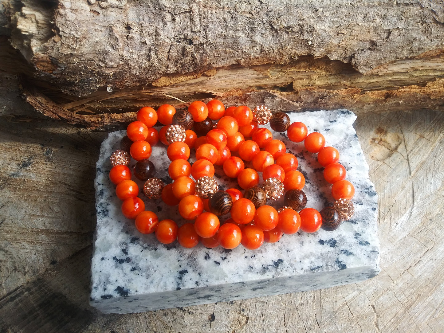 Orange beaded bracelet "Vitamin C Waisted