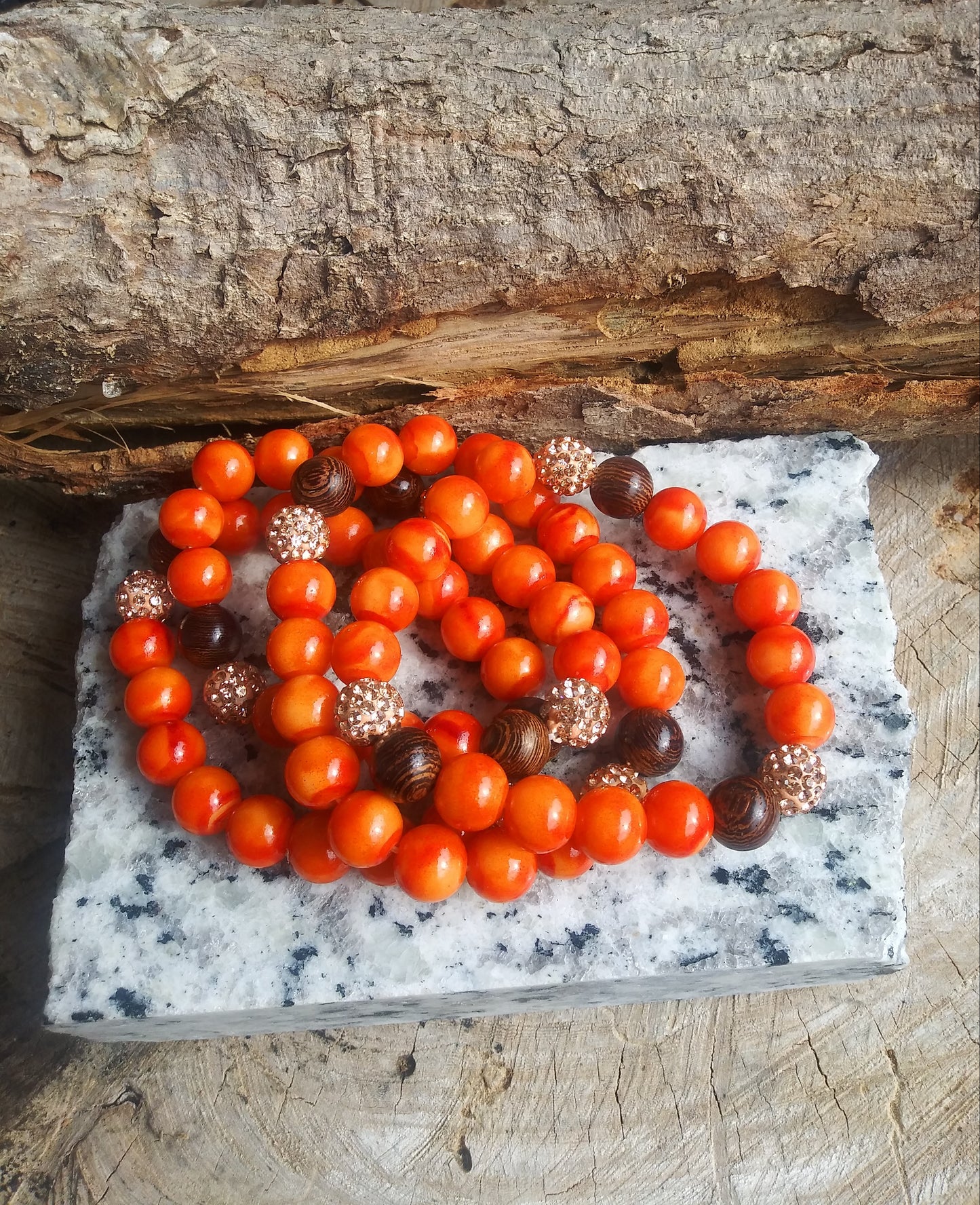 Orange beaded bracelet "Vitamin C Waisted