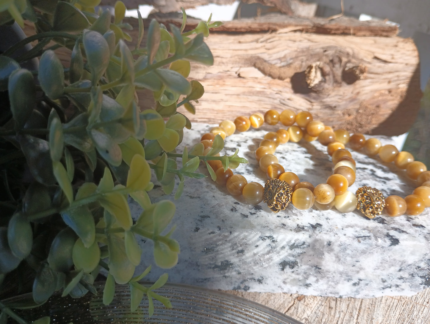 Yellow Honey Tigers Eye gemstone stretch bracelet