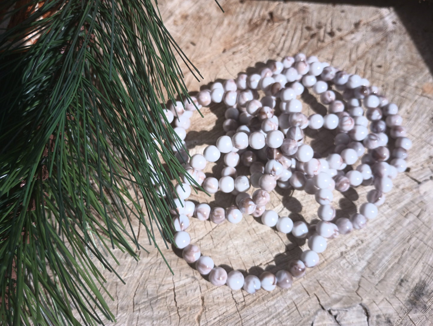 White/Tan stretch bracelet "Vanilla swirl waisted"