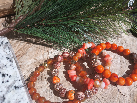 4 piece beaded bracelet set- "Sunset Silhouette"