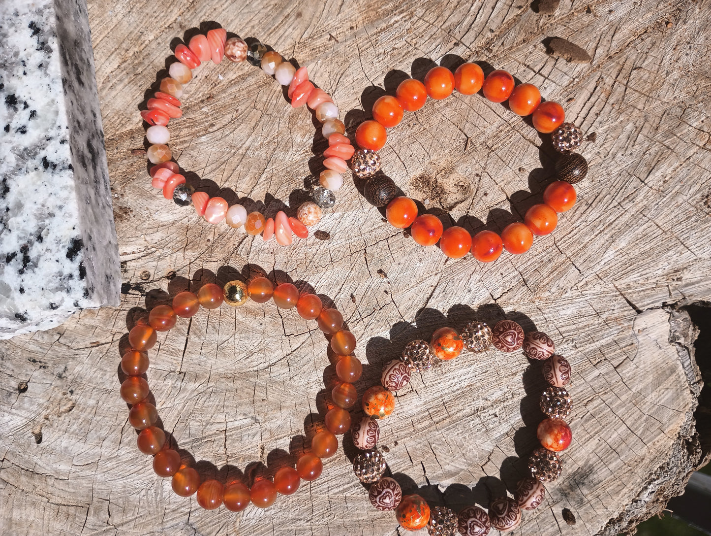 4 piece beaded bracelet set- "Sunset Silhouette"