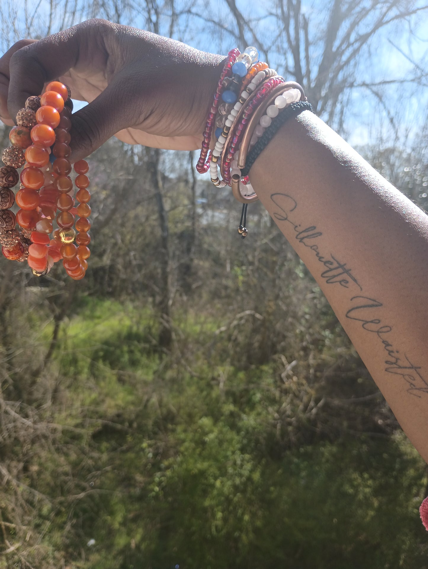 4 piece beaded bracelet set- "Sunset Silhouette"